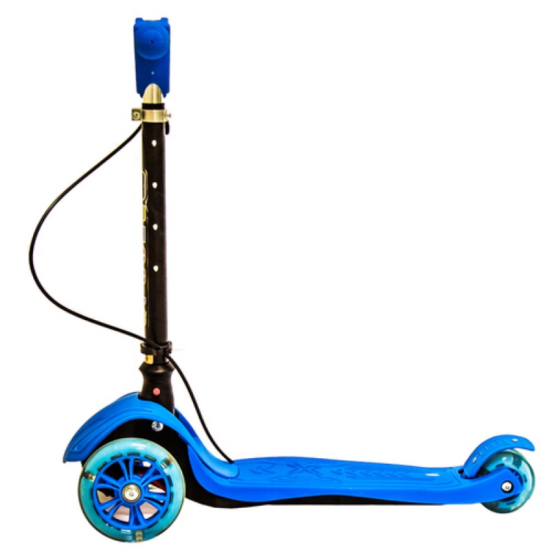 Трёхколёсный самокат Scooter Rayen Twist Mini Синий со светящимися колёсами и платформой