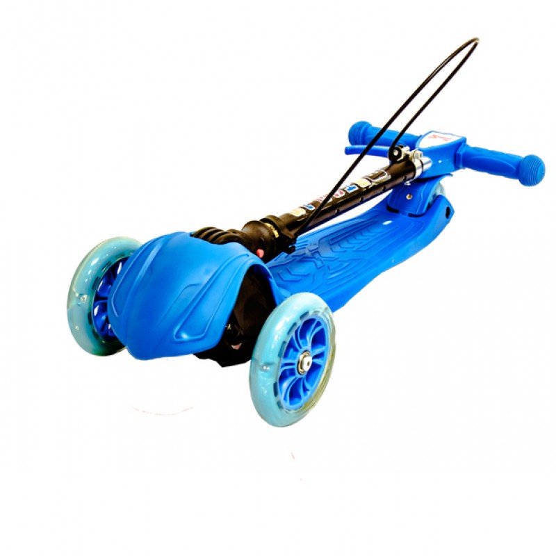 Трёхколёсный самокат Scooter Rayen Twist Mini Синий со светящимися колёсами и платформой
